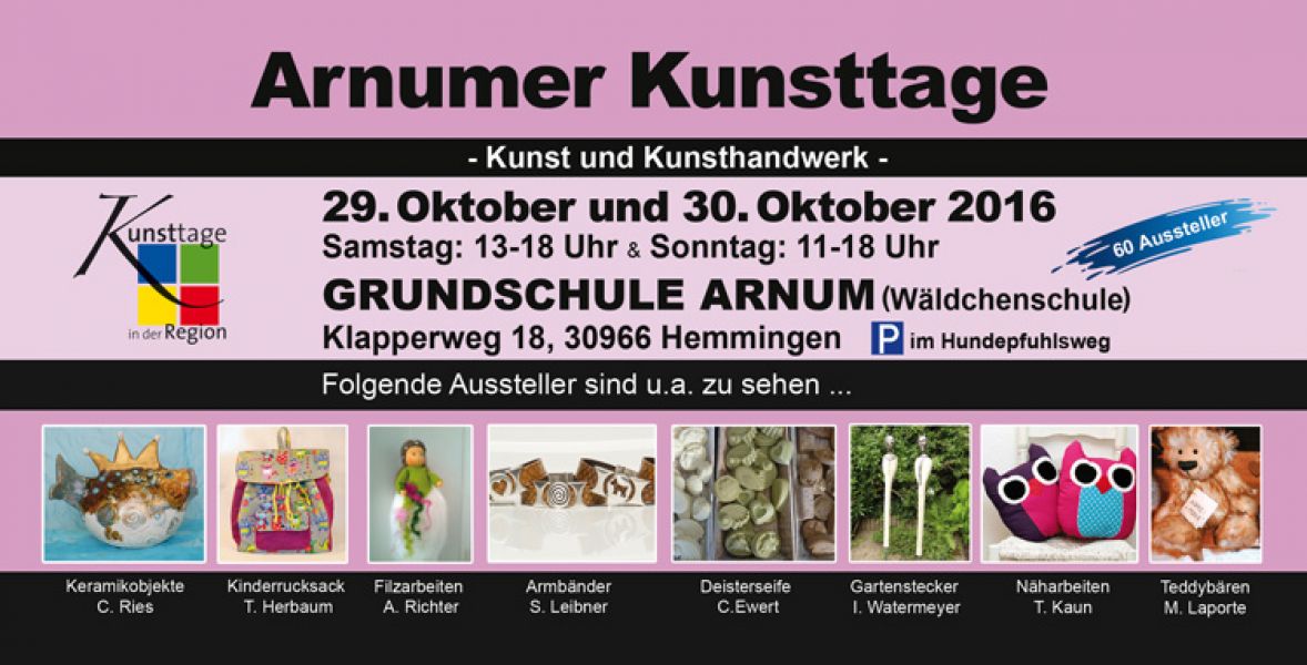 Arnumer Kunsttage 29.10-30.10.2016  Der Kunsthandwerkermarkt
