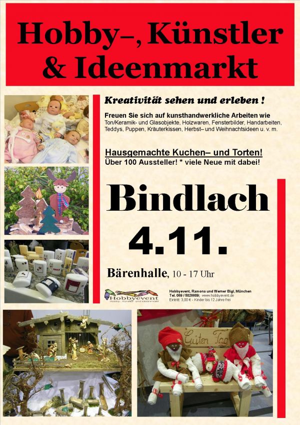 Bindlacher Hobby-, Künstler- und Ideenmarkt am 4.11.2018